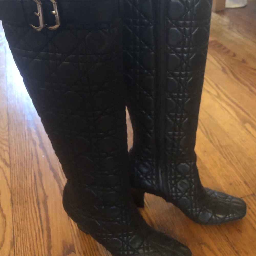 Dior Cannage Quilted Leather Knee High Boots